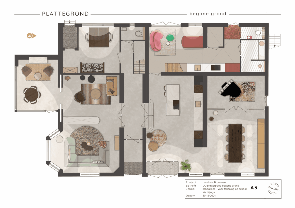 Verbouwing villa gelderland benedenverdieping Indeling benedenverdieping villa Gelderland