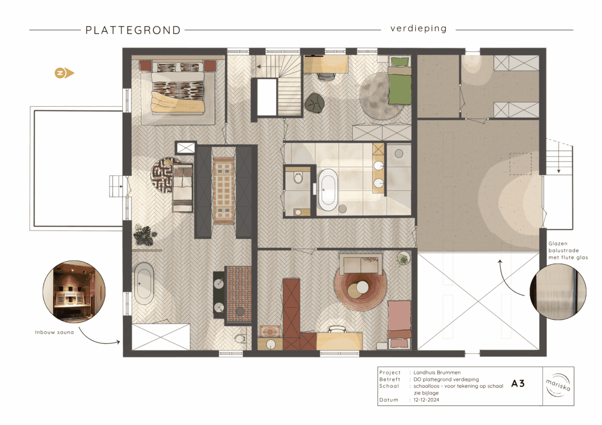 Verbouwing villa gelderland bovenverdieping Indeling bovenverdieping verbouwing villa Gelderland