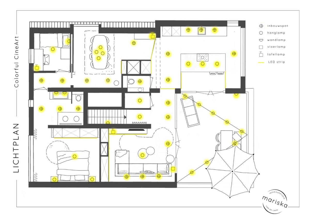lichtplan verbouwing appartement Amsterdam
