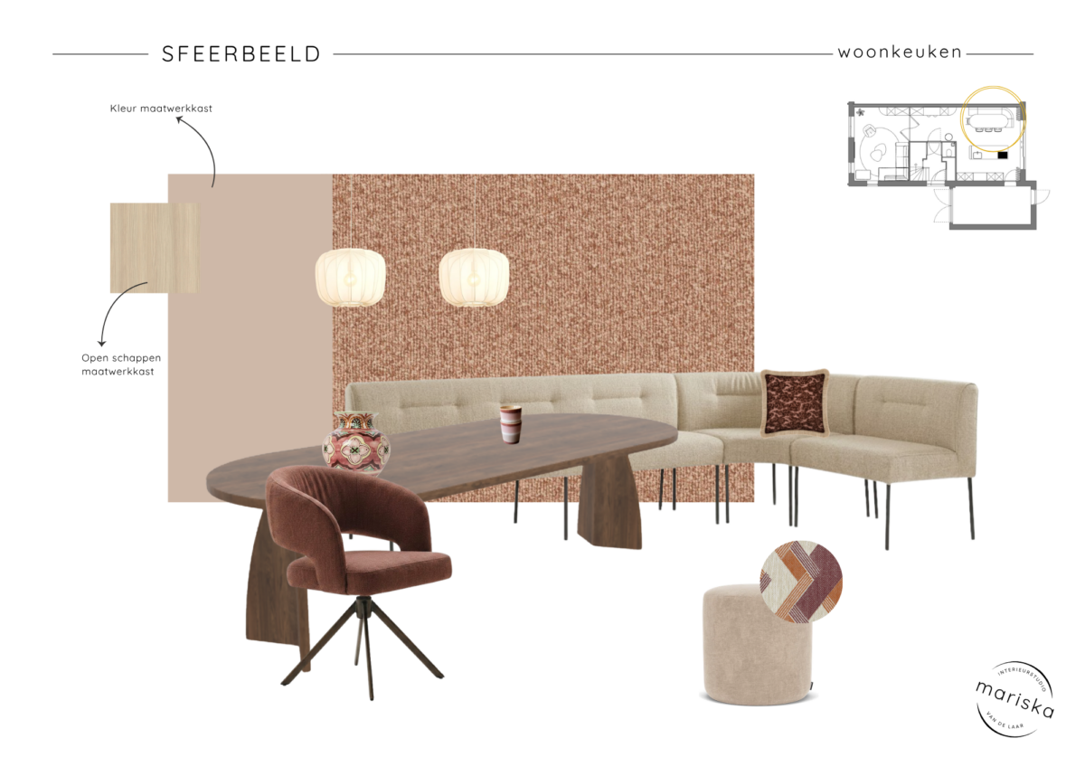 Sfeerbeeld woonkeuken interieurontwerp nieuwbouwwoning Oldenzaal